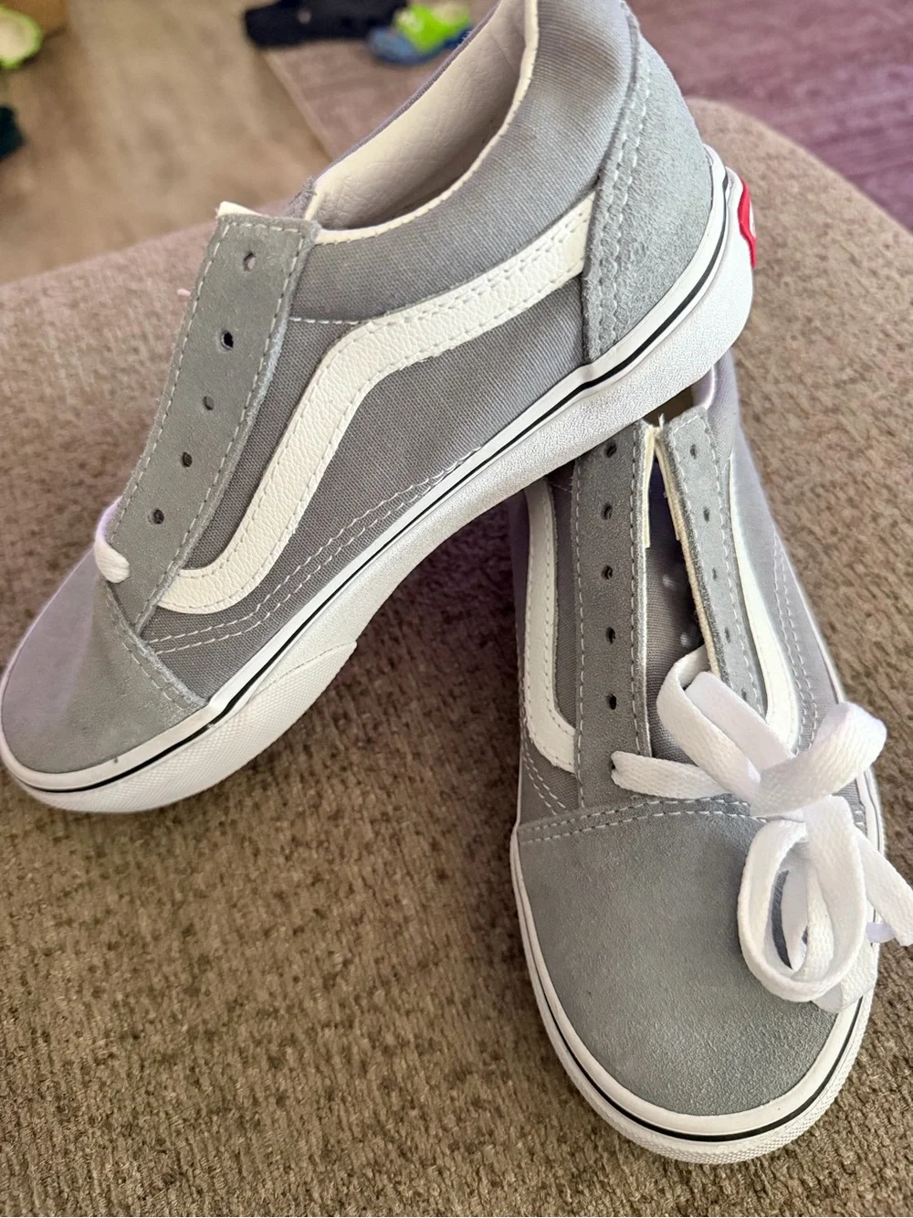 Vans Kids Grey & White Skate Sneakers
